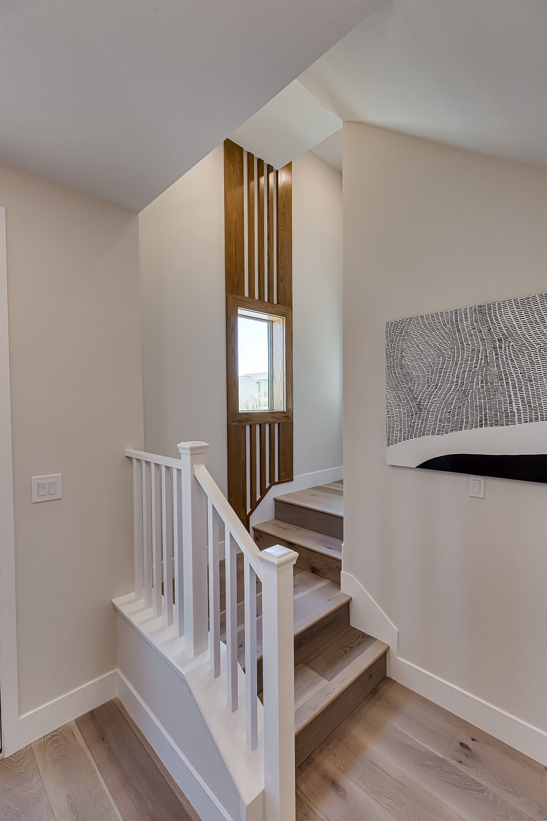 Mision style Railing with Stained Accent Wall